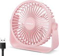 TriPole USB Desk Fan, 3 Speeds Adjustable Strong Wind Table Fan, 360° Head Rotatable Portable Mini Fan1.5 m Cable Personal Desktop Fans, 4.5 Inches for Table Home Bedroom Office Indoor Outdoor, Pink