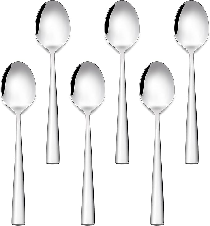 Otto Koning - Leipzig –Stainless Steel Teaspoons, Tea Spoons with Mirror Polished Finish, Coffee Spoons with Modern and Elegant Design. (6 Pieces)