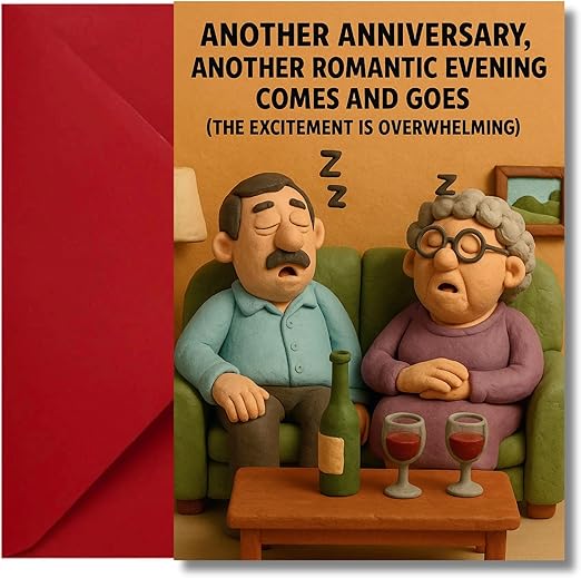 LimaLima Wedding Anniversary Card Funny Romantic Evening Design For Him & Her Husband & Wife