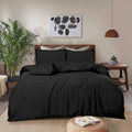 REHAN & CO Double Duvet Cover Sets – 3Pcs Bedding Set Double Bed Soft Brushed Microfiber Polyester– Plain Quilt Cover With Pillow Cases (Black)