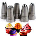 Piping Tips Large Cake Decorating Tools, 5 Pack DIY Flower Icing/ Cake Piping Nozzles Tips Kit for Cupcakes, Stainless Steel, Silver