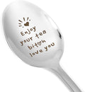 Jeffdad Best Friends Friendship Gifts Spoon for Women Girls Enjoy Your Coffee Spoons Gifts for Bestie Female Friends Coffee Tea Lover Gift Christmas Birthday Gift(Tea)