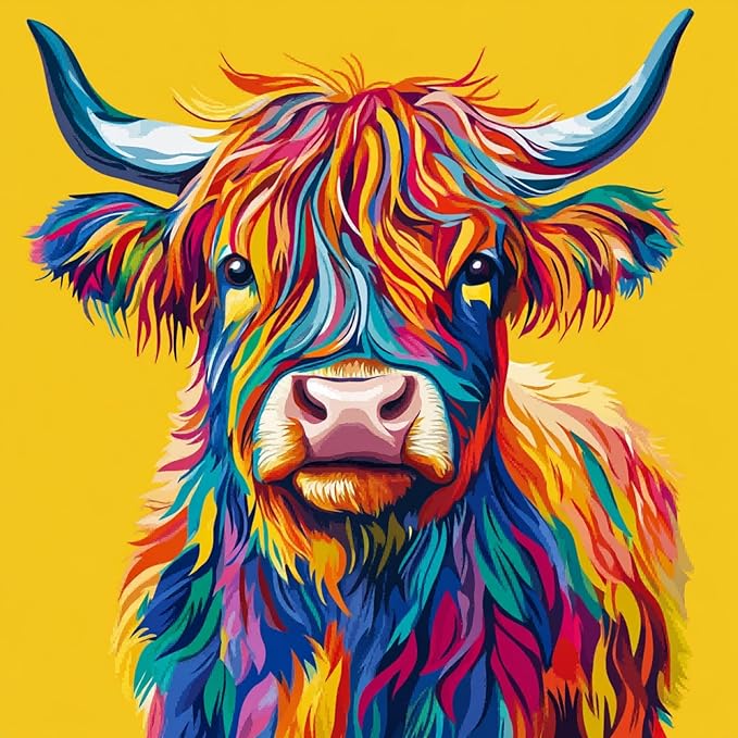 HKLIOPU Highland Cow Diamond Art Kits Adults,5D Diamond Painting Kits for Adults,Full Drill Gem Art Kits DIY Kids and Crafts Home Decor 30x30cm