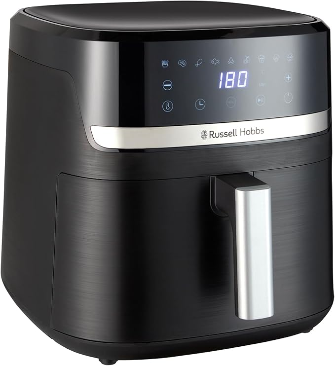 Russell Hobbs Air Fryer [8.3L,Max 200℃, 1800W] (9 Programs, Oil Free Cooking, Rapid Air Technology, Touchscreen, Auto Shut-Off, Keep warm, Roast, Bake, Grill, Dishwasher safe parts) Satisfry 27632