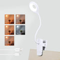 Akynite 3W Rechargeable Clip Lamp Flexible, Type C Charging, 5 Colour & 5 Brightness, Touch Dimmable Bedside Reading Lamp, Battery Desk Light Clip on, Reading Light Clip on Bed, White[Energy Class A]