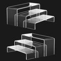 6pcs Acrylic Display Riser Stands, Clear Perspex Shelves for POP Figures, Acrylic Risers Showcase Shelf, Tiered Plastic Display Stand for Collectibles, Cupcake, Dessert, Jewelry, Toys