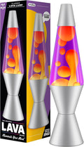 Lava Lamp 2125, Yellow Wax, Purple Liquid, Silver Base and Cap, Original 14.5 inch LAVA Motion Lamp to Illuminate Your Mood