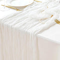 Sioloc 1 Pack Ivory White Cream Cheesecloth Table Runner Summer Decor 90cmX300cm Boho Gauze Runner for Fall Autumn Decor Wedding Party Baby Bridal Shower Home