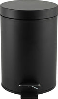 Beldray LA038098BLKFEU7 Bathroom Pedal Bin – Small Round Stainless Steel Sanitary Waste Bin For Bedroom, Office, Kitchen, Toilet, Soft Close Rubbish Bin, Removable 3L Inner Bucket, Carry Handle, Black