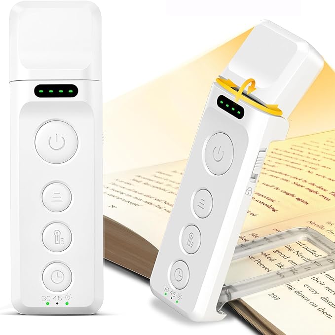 Glocusent Reading Light Book Light, Eye Caring Reading Lights for Books in Bed, 3 Colours & 5 Brightness Dimmable, Portable & Flexible, Long Lasting up to 80 hrs (Arctic White-Pro)