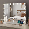 Hollywood Vanity Mirror with Lights, 58×45m Large Lighted Makeup Mirror with 15 Dimmable LED Bulbs, Touchscreen Control, USB Output Port Tabletop or Wall Mounted Light Up Mirror For Bedroom