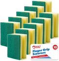 SOL 10pk Finger Grip Scourers, Heavy Duty Kitchen Sponges Washing Up Scourer, Non-Scratch Design, Ergonomic Grip for Comfortable Cleaning, Perfect for Pots, Pans, Dishes, and Household Surfaces