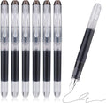 TIESOME Disposable Fountain Pens, Black Ink Smooth Writing Pens Quick-Drying Liquid ink Fine Nib for School Office Gift Supplies 6PCS
