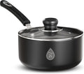 KICHLY 18 cm, 2Ltr Nonstick Saucepan with Glass Lid, Multipurpose Induction Pot for Home, Kitchen or Restaurant, Milk Pan, 18cm, 2L, Induction, Black, 1 Piece