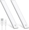 OUILA Under Cabinet Kitchen Lights, 64 LED [2 Pack] Cold White Motion Sensor Lights Indoor Stepless Dimming, 1000mAh USB-C Rechargeable LED Lights for Cupboard, Kitchen[Energy Class A]