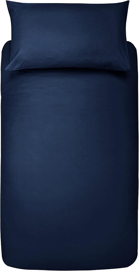 Amazon Basics 2-Piece 85 gsm Microfibre Single Bedding Duvet Cover Set, Duvet Cover 135 x 200 cm & 1 Pillowcase 50 x 80 cm, Navy Blue