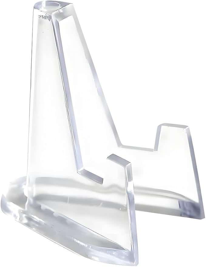 10Pcs Clear Mini Acrylic Easel Coin Display Stand, 2025 Upgraded Acrylic Clear Coin Stands Trading Card Display Stand Mini Card Holder for Cards Coins Medals Handicrafts Collectibles Display 1.42 inch