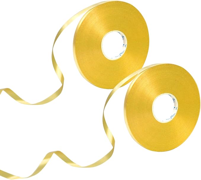 50m X 2 Rolls Gold Ribbon for Balloons, Mooshy Gold Curling Ribbon 5mm String for Balloons Birthday Wedding Christmas Festival Party Decorations Gift Crafts Wrapping Flower