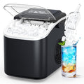 Ice Maker Countertop Ice Machine: 12KG/24H, 8 Bullet Ice Cube Ready in 6 Mins, Self-Cleaning Ice Machine with Basket and Scoop for Home, Kitchen, Party, RV (Black)
