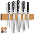 Magnetic Knife Rack in Bamboo with Extra-Strong Magnet - 40 cm - Magnetic Knife Holder for Wall for Knives, Utensils and Tools - by LARHN