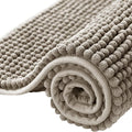 Bath Mat Non Slip Anti Mould 40 x 60 cm – Khaki Chenille Bathroom Mat Extra Soft & Fluffy Bathmat Machine Washable Super Water Absorption Shower Mat