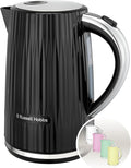 Russell Hobbs Electric Kettle (Hot Water, Tea or Coffee, 1.7L, Push to open lid, Perfect pour spout, Removable washable filter, Illuminated switch, Chrome accents, Black, 3000W) Eden 27361