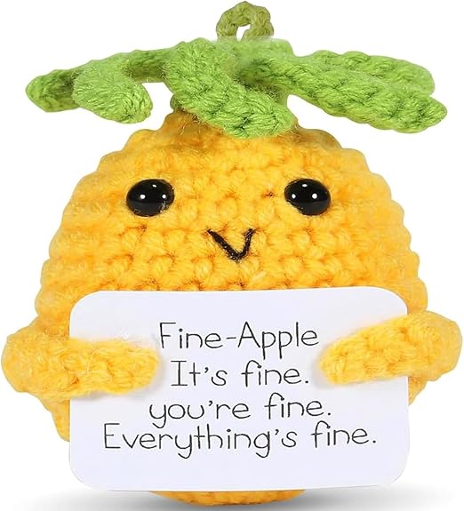Emotional Support Pineapple, Gifts for Women,3.15 Inch Positive Pineapple Handmade Cute Knitted Crochet Doll,Good Luck Charm,Funny Leaving Gifts for Colleague Friend Women Men