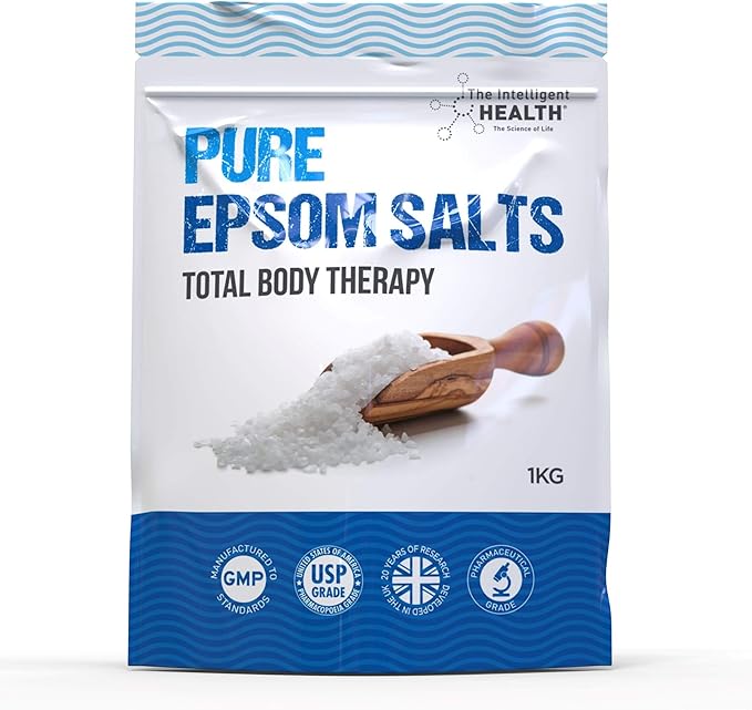 The Intelligent Health Magnesium Sulphate Bath Salts Soak, Muscle Magnesium Epsom Salts for Bathing and Foot Soaking for Women & Men - 1kg Resealable Pouch