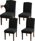 Granbest High Stretch Dining Chair Slipcovers, Universal Fit Jacquard Parson Dining Chair Covers, Removable Chair Protectors for Dining Room, Kitchen, Restaurant and Hotel (Set of 4, Black)