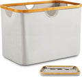 Collapsible Laundry Washing Baskets Cream Bamboo Cloth Fabric 68L Large Foldable Wash Clothes Storage Ironing Basket Folding Space Saving Laundry Hamper