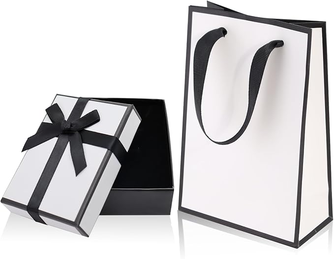 Small Gift Box and Gift Bag, 9x7x3cm Jewellery Gift Box and Paper Bag Bracelet Earring Ring Necklace Gifts Box with Lid for Presents