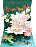 Pop Up Birthday Cards for Women: Happy Birthday Cards with Lotus Flower Design - 3D Pop Up Greeting Card with Envelope for Anniversary, Birthday, Special Celebration, Personalised Gifts