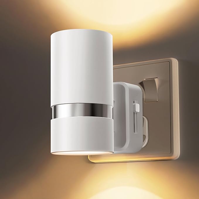 LOHAS-LED Night Light Plug in Wall, Modern Night Light with Dusk to Dawn Sensor, Brightness Adjustable 0-100LM, Warm White 3000K, for Hallway Bedroom Stair Bathroom [1 Pack]