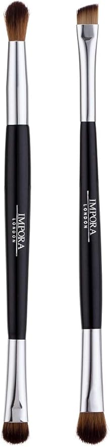Eye Brush Set – Double Ended Makeup Brushes by Impora London. Eyeshadow Tools for Blending, Defining, Smudging, Shading. Perfect for Travel.