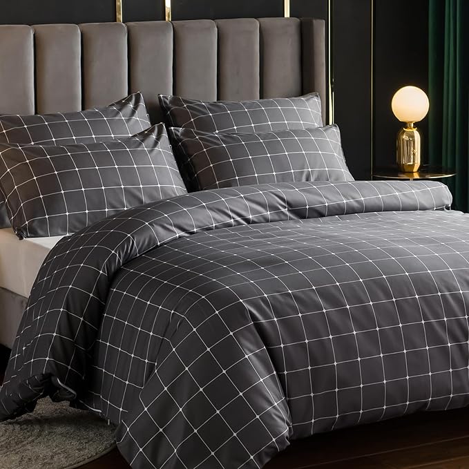 Lazzaro Double Duvet Set - Premium Microfiber Reversible Double Duvet Cover (200 x 200 cm) 3 PCs - Ultrasoft Hypoallergenic Luxury Quilt Cover Bedding Sets with Zipper Closure