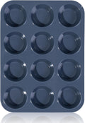 Super Kitchen Large Muffin Tray 12 Cup Silicone Muffin Pan, Non-Stick Muffin Cupcake Tin, Baking Mould for Muffins or Cupcakes, Bakeware 33 x 25 x 3 cm (Grey)