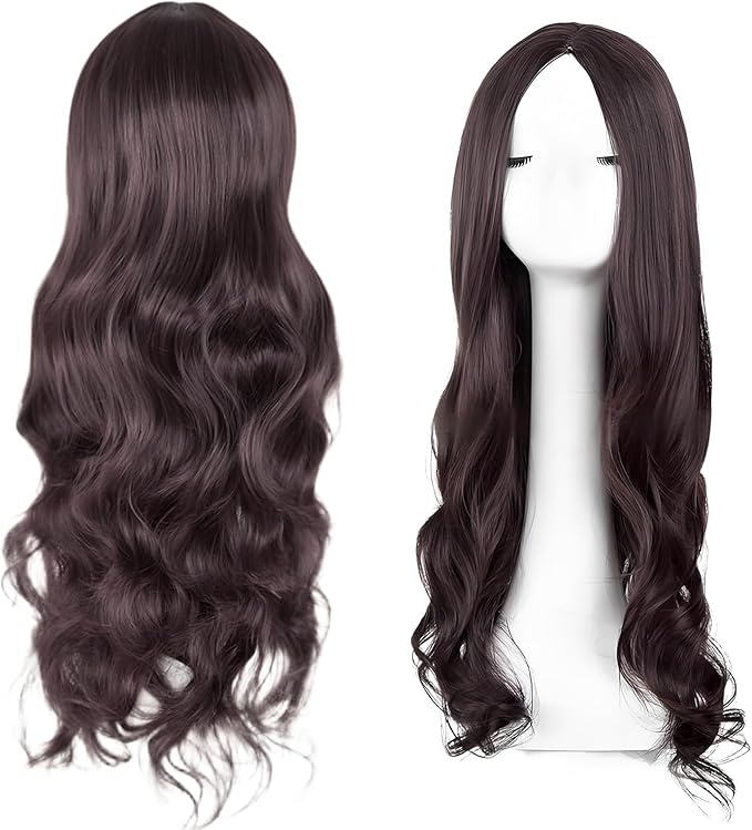 Dark Brown Wig, Long Brown Wigs For Women, Brown Curly Wig 28 Inch/70 cm Charming Curly Full Hair Synthetic Long Wigs For Women Girls Cosplay Daily Party Use (Dark Brown)