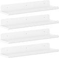 Lifewit Floating Shelves for Wall, 4 Pack White Plastic Shelf 38.1cm Room Decor for Bookcase/Vinyl Record Display/Photo/Picture in Bedroom, Living Room, Bathroom, Kitchen Storage and Organization
