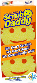 Scrub Daddy Original Dish Sponge Twin Pack, Kitchen Sponges for Cleaning & Dishwashing, Washing Up Sponges Multipack, Non Scratch Sponge Scourers with FlexTexture, Bathroom & Kitchen Scrubber, Yellow