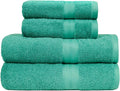 Amazon Basics 4 Piece Fade resistant towel set for bathroom, 100% Cotton soft and absorbent, 2 Bath + 2 Hand Towels, Teal