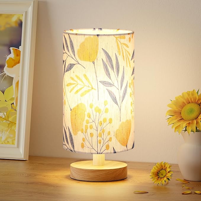 Aooshine Small Bedside Table Lamp, Ginkgo Table Lamp for Bedroom, Bed Lamps with Inline Control Small Bedside Lamp with 3000K (Bulb Included)