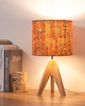 EDISHINE 36cm Wood Bedside Table Lamp, Tripod Desk Lamp, Tree Bark Lampshade, On-Off Switch, Desk Lamps for Reading, Bedroom, Living Room, Study, Office, E27 Base[Energy Class F]