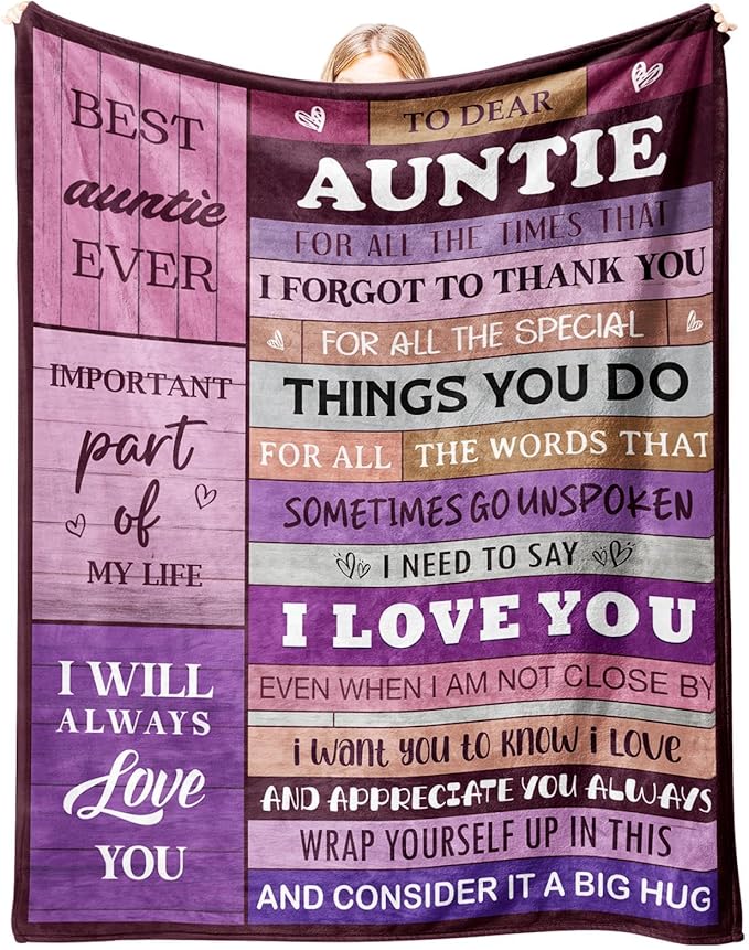 Auntie Gifts for Christmas, Birthday Gifts for Auntie - Soft Flannel Blanket for Aunt - Aunty Presents for Mothers Day, Birthday, Christmas, Xmas