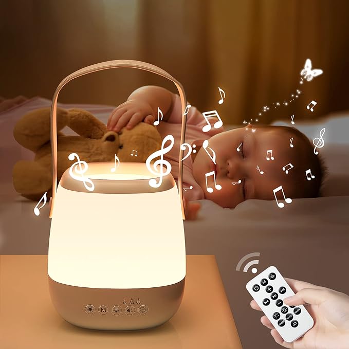 One Fire Kids Night Light - 12 White Noise & 35 RGB Lightings, Portable & Dimmable USB Rechargeable Night Lamp[Energy Class F]