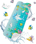 HITSLAM Baby Bath Mat Non Slip, Bathtub Mat Non Slip, 101 x 40cm Extra Long Bath Tub Mat for Kids, Bathroom Shower Mat with Suction Cups and Drain Holes, Soft on Feet, Machine Washable, Dolphin