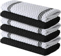 Infinitee Xclusives Premium Tea Towels | Pack of 6 | 100% Cotton |38 x 64 cm| Ultra Soft & Highly Absorbent Terry Dish Towels for Kitchen, Bar & Daily Household Cleaning Use |Storm Black|