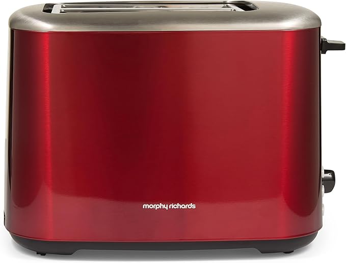 Morphy Richards Equip 2 Slice Toaster, Defrost and Reheat, Browning Controls, Variable Wide Slots, Removable Crumb Tray, Stainless Steel, 800W, Red, 222066