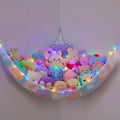 MHJY Toy Hammock for Stuffed Animals Soft Toy Storage Net with LED Light, Cuddly Toys Organizer Holder Large Corner Hanging Net Plush Macrame Kids Bedroom Nursery Furniture Room Decor