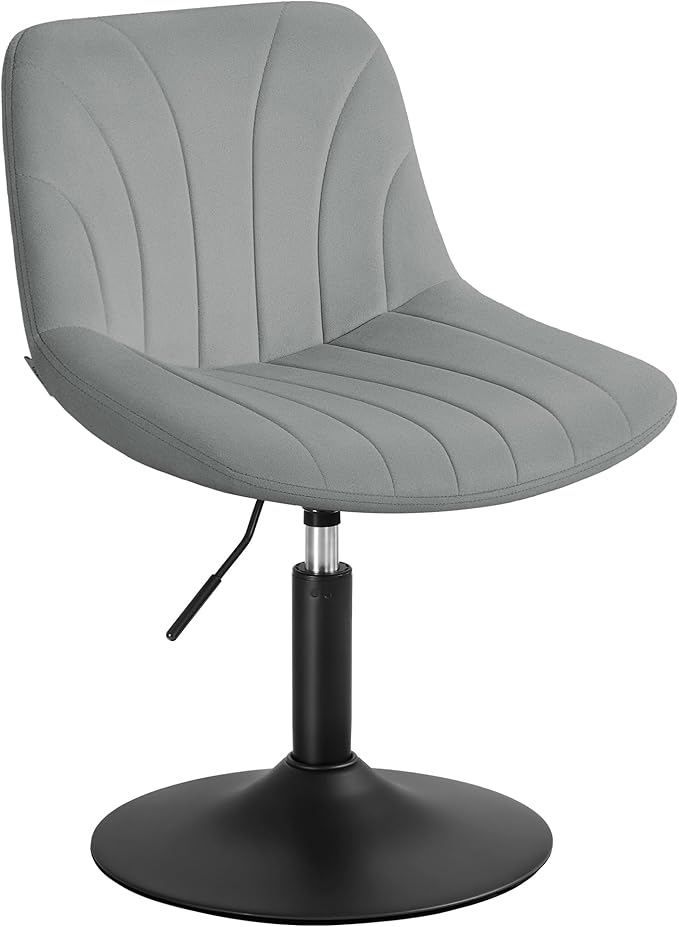 VASAGLE Dressing Table Chair, Height Adjustable Bar Stool with Back, 360° Swivel Beauty Stool for Bedroom, Dining Room, Home Office, Velvet, Dove Grey LJB160GD02