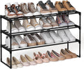SONGMICS 3-Tier Shoe Rack, Shoe Storage Organiser, Metal Storage Rack, Upright or Upside Down, Fits 16 to 20 Pairs, Stackable, for Hallway, 30 x 92 x 55 cm, Black LSA303B02